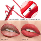evpct 1Pcs Ruby Strong Red Matte Long Lasting Lip Liner Pencils Makeup for Shaping & Sculpting Lips, No Transfer Long Wear Waterproof Pigmented Lip Liner lipliners Crayon Lipstick Pencil Sharpener 21
