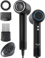 Hair Dryer with Comb & Diffuser Attachment for Curly Hair, PLUZZ 200M Negative Ionic Blow Dryer Brush, High-Speed Brushless Motor Hairdryer Fast, Portable Travel Hair Dryers Quiet, Women/Men/Kids