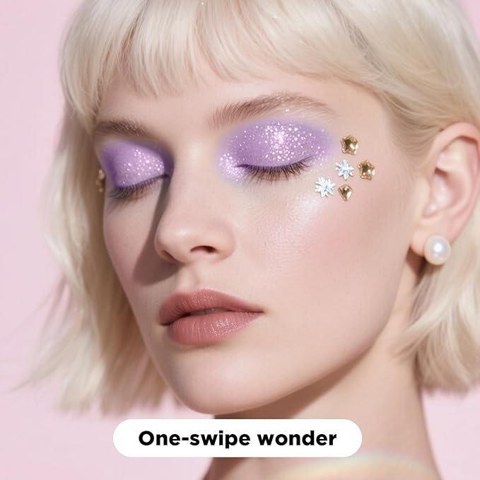 Body Glitter Stick, Purple Glitter Wax Stick for Hair and Body, Long-Lasting Sparkle - Safe & Sweatproof for Women Face/Body/Hair Glitter Makeup