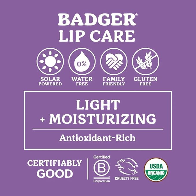 Badger Classic Organic Lip Balm Set - Green Box, Long Lasting Lip Moisturizer Gift Set, Light Silky Texture, All Natural Lip Balm Variety Pack Lip-Set (Unscented, Tea Tree, Mint & Tangerine), 4 pack