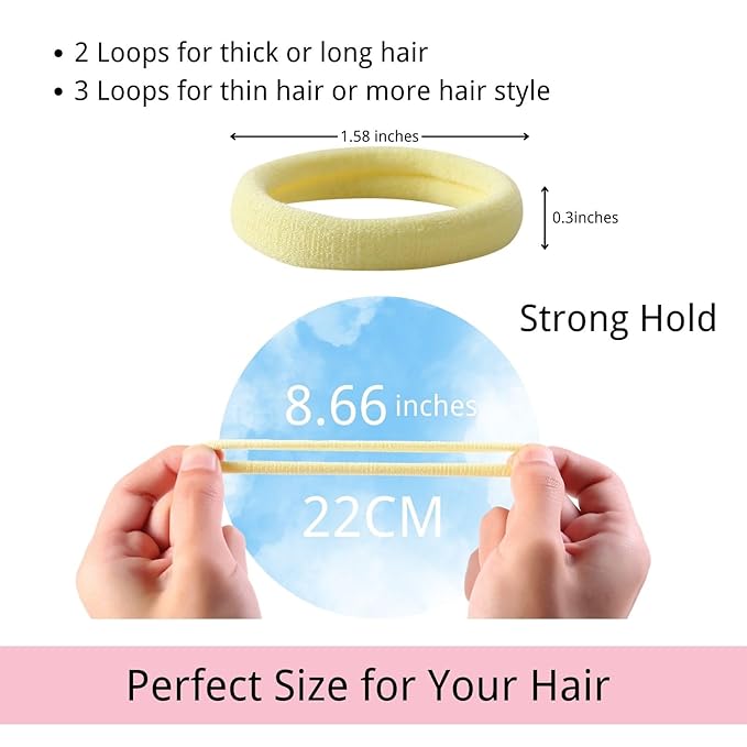 LuSeren 120 Pcs No Damage Thick Hair Ties, Large Soft Seamless Nylon Cloth Hair Elastics for Women - Neutrals 5