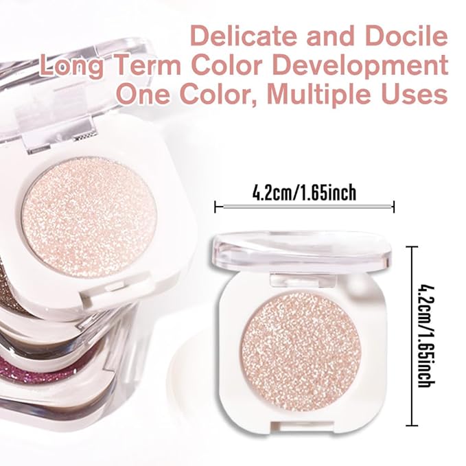 Pear White Single Glitter Eyeshadow Makeup, Neutral Powde Eye Shadow for Women, White Shimmer Singles Eyeshadow Palette Pigmented Waterproof, sombras para ojos, Girls Christmas Eyeshadows Gift