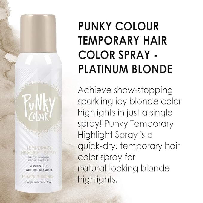 Punky Temporary Hair Highlight Spray, Platinum Blonde, 3.5 oz, 2-Pack