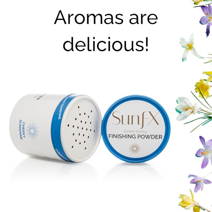 SunFX Post Spray Tan Translucent Finishing Powder | Talc Free | Sunless Tanning Setting Powder | Shimmer | Cheeky Sunshine 4.00 Ounce (Pack of 1)