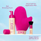 Coco & Eve Sunny Honey Bali Bronzing Bundle (Dark). All Natural Sunless Tanning Mousse. Instant Self Tanning Lotion with Bronzer, Mitt Applicator and Kabuki Brush.