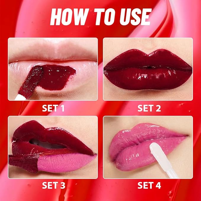 Hot Pink Lip Stain Peel off Lip Oil Dual Ended Combo Set, 2 in 1 Lips Liner Stain Oil Peel off Long Lasting Waterproof, High Pigmented Flawless Lips Tint Stick Not Faded Vegan & Cruelty-free 03#
