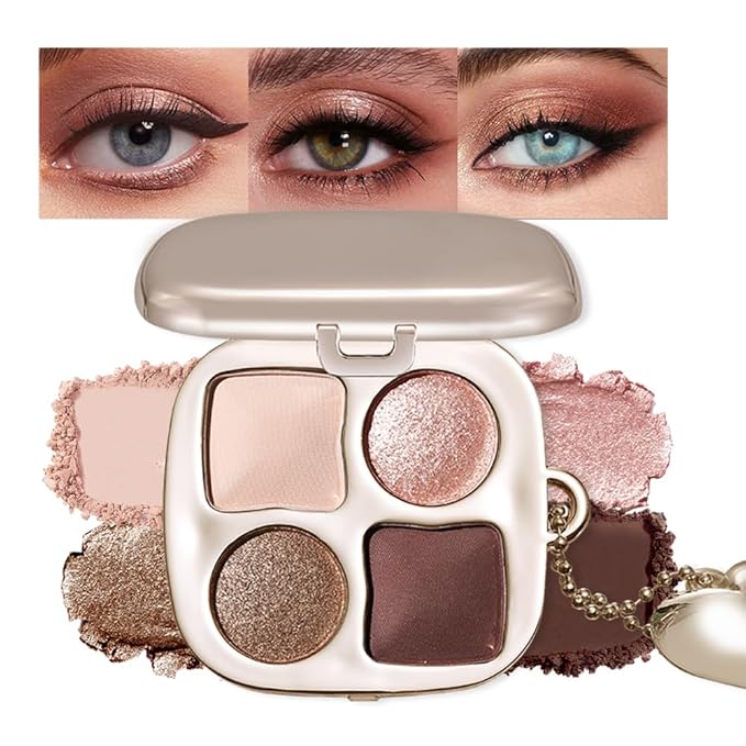 Warm Peach Nude Eyeshadow Palette – Matte & Shimmer High Pigment Blendable Long-Lasting Everyday Eye, Champagne Glow & Warm Neutral Contour Makeup Palette, Perfect for Blue, Green & Brown Eyes