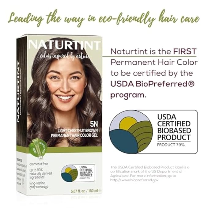 Naturtint 5N Light Chestnut Brown Permanent Hair Color (Pack of 6), Ammonia Free, Vegan, Cruelty Free, up to 100% Gray Coverage, Long Lasting Results (Packaging may vary)