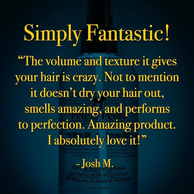 Pete & Pedro SALT - Natural Sea Salt Spray for Hair Men & Women, Adds Instant Volume, Texture, Thickness, & Light Hold | Texturizing & Thickening | As Seen on Shark Tank, 2.0 oz.