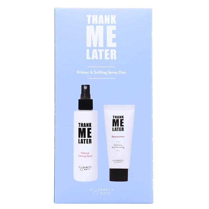 Elizabeth Mott Thank Me Later Primer & Setting Spray Bundle – Oil-Control Face Primer for Smooth, Matte Finish & Hydrating Setting Spray with Niacinamide for Dewy, Long-Lasting Makeup – 30g + 95ml
