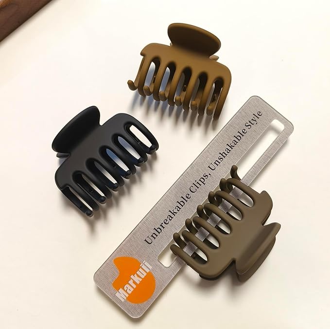 2.7 Inch Matte Hair Claw Clips No Slip Matte Unbreakable Clip for Momen Thin and Medium Thick Hair, 3 Pack