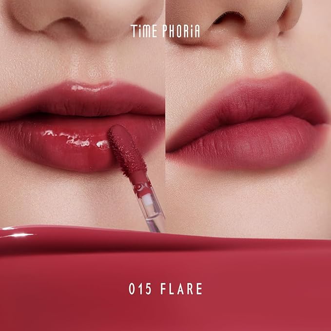 ALTERA BLURRING LIP TINT - Shine Lip Gloss to Soft Blurry Lip Matte Finish, Long-Lasting Lip Stain, Smooth and Blur lip lines, Watery-Velvet Feel, Hydrating & Non-Sticky (015 FLARE)