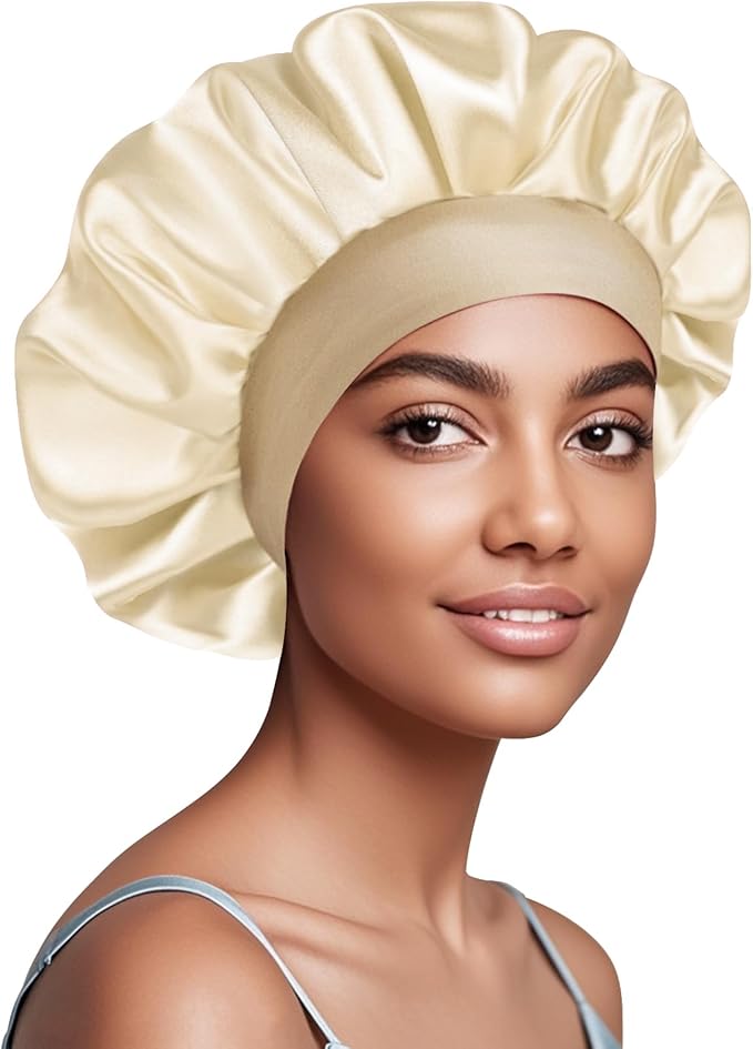 Satin Silk Bonnet for Sleeping, Soft Satin Lined Hair Bonnet for Women, Double Layer Sleep Nightcap