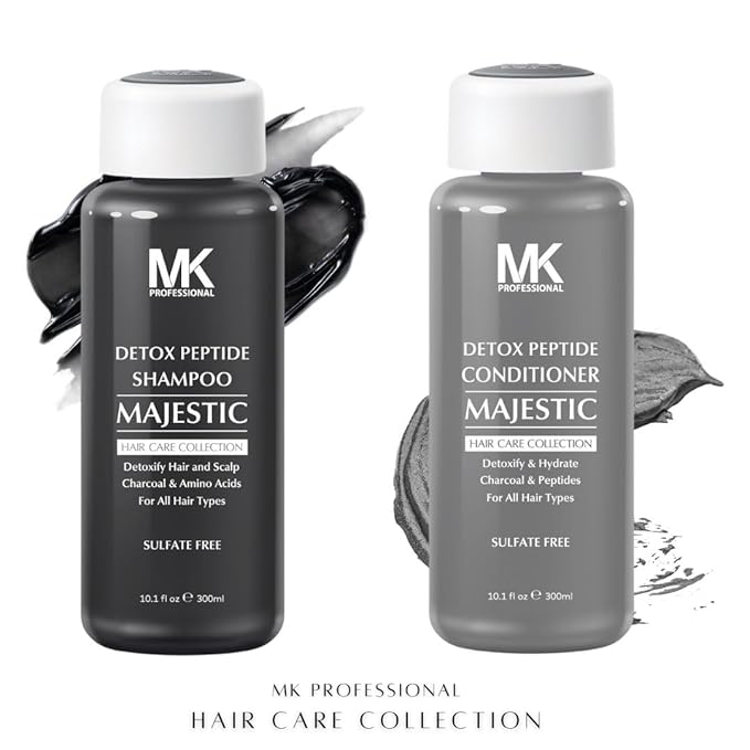 MK PROFESSIONAL Detox Deep Clean Clarifying Shampoo, Sulphate Free + Charcoal and Amino Acid Complex, Removed Product Buildup, Dirt & Oils, Nourishes & Soothes Scalp - 10.1 Fl Oz / 300 ml