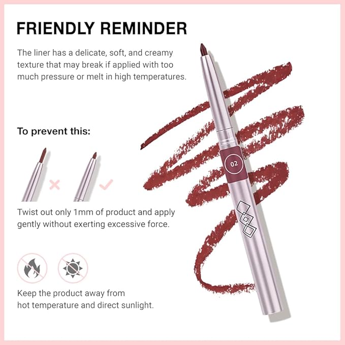 evpct Silky Smooth Lip Liner Pencil Retractable, Cherry Red Lip Liner Creamy Long-Lasting Formula for Precision Contouring Matte Velvet Pigmented Rich Lip Colors Crayon Lipstick 02