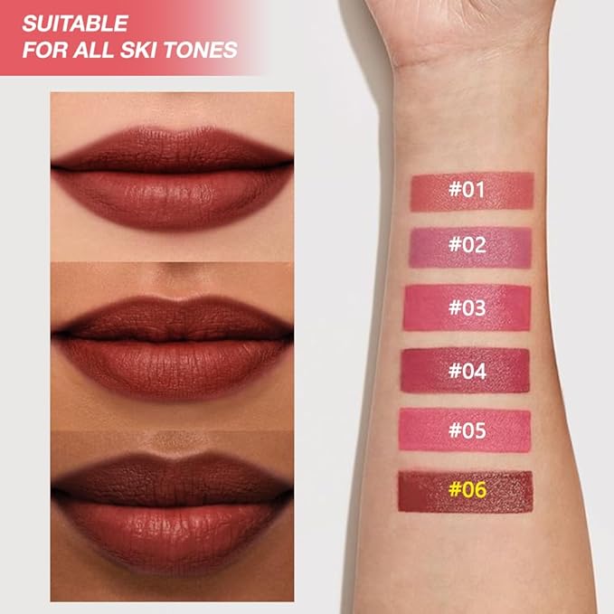 Chocolate Matte Lipstick Crayon for Women, Long Lasting Waterproof Velvet Lip Liner Pencil, High Pigment Creamy Lipstick, Longwear Non-Drying Lip Makeup Cruelty-free 24 Hours Original, 06#