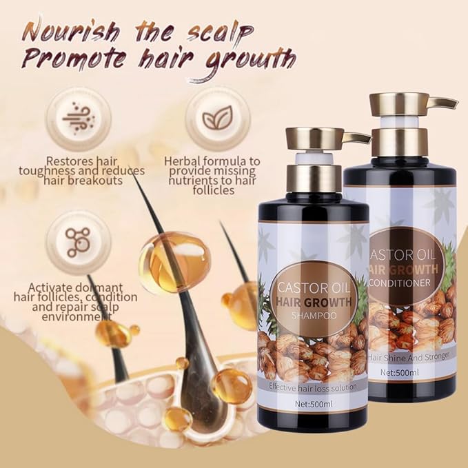 Silvercell Castor Oil Conditioner Hair Growth Conditioner Moisturizing Oil Control, Thickening Hair Conditioner for Damaged Dry Hair, 16.91 fl.oz