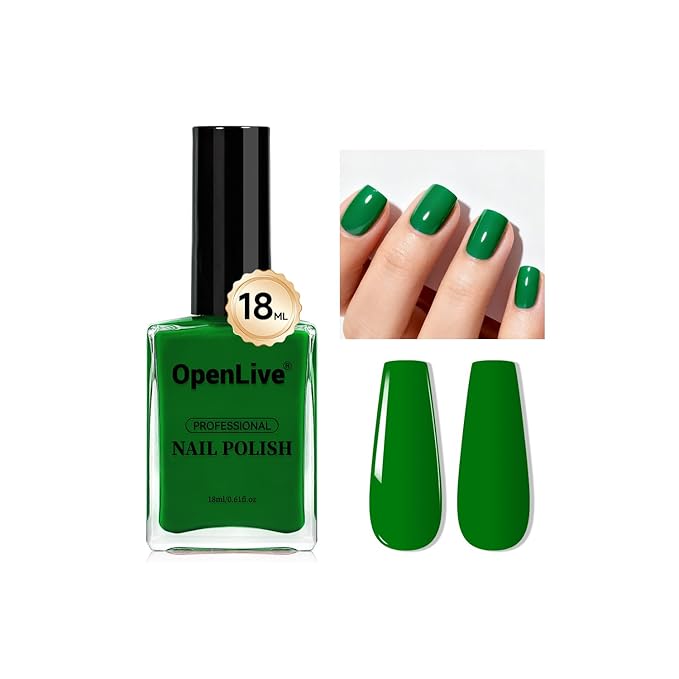 18ml Dark Green Nail Polish Large Volume Quick Dry Nail Polish, Long Lasting Shine, Fingernail Toenail Nail Art DIY Home Travel Nail Art Gift