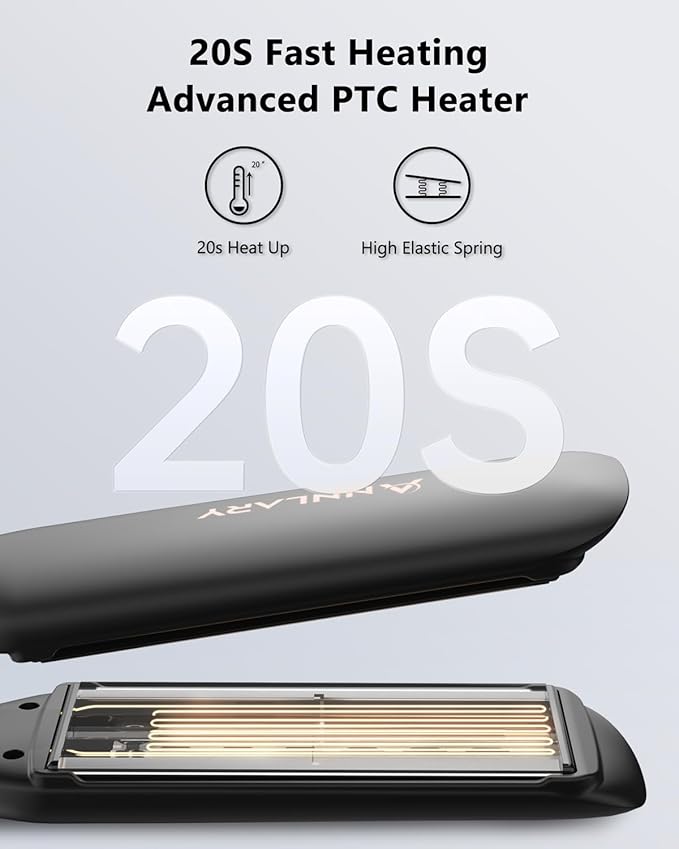 1.75 Inch Hair Straightener, Professional Titanium Plate with Ceramic Coating Ionic Dual Voltage Flat Iron with Heat-Resistant Silicone, for Less Frizz, Shinier & Smoother Hair