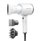 Wavytalk Hair Dryer, Blown Away Ionic Hair Dryer for Curly Hair with Diffuser, 1875W Fast Drying Blow Dryer with Ceramic Technology, 3 Attachments for All Hair Types, Light and Quiet, White