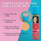 Jerome Russell Temporary Hair Color Spray, Honey Blonde - Intense Spray-On Temporary Hair Color, Fast-Drying, Non-Sticky, Travel Size Hair Dye for Instant Vivid Hair Color, 2.2 oz