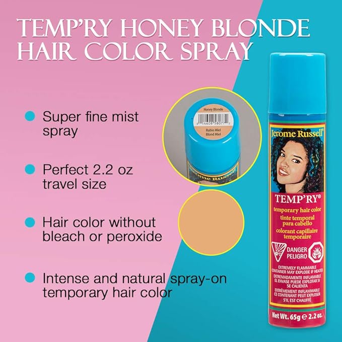 Jerome Russell Blonde Temporary Hair Color Spray - Temporary & Washable Blonde Hair Dye, Root Touch Up Hairs Color Spray, 2.2 oz x 3 Pack