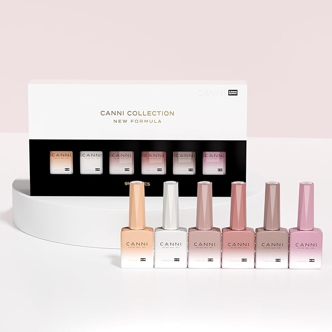 CANNI Jelly Milky White Pink Gel Nail Polish Set- 6 Pcs 9 Ml Neutral Transparent Pink Colors Sheer Gel Polish Kit, Soak Off LED Nail Gel Manicure Kit DIY at Home Salon Gifts