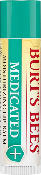 Burt's Bees Lip Balm Stocking Stuffers, Moisturizing Lip Care Christmas Gifts for Dry Chapped Lips, Medicated with Menthol & Eucalyptus, 100% Natural (2-Pack)
