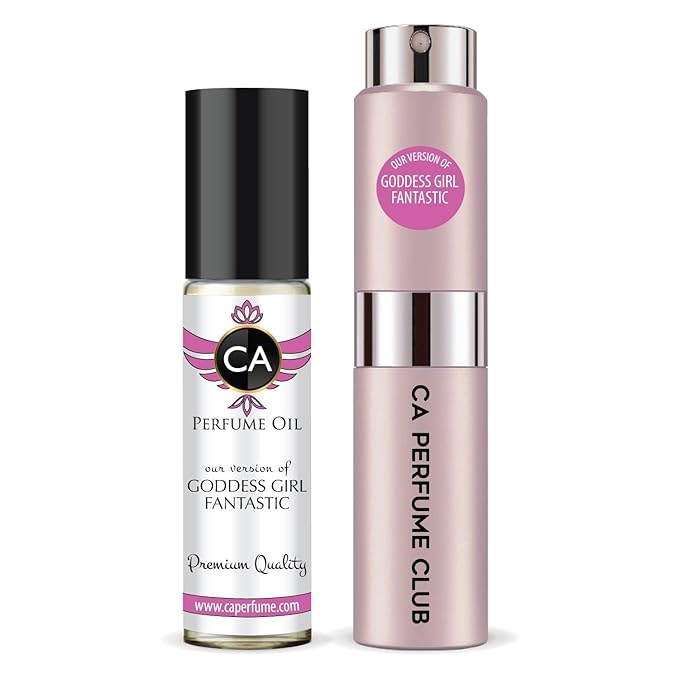 CA Perfume Duo Impression of Goddess Girl Fantastic Pink For Women Perfume Layering Set Long Lasting Travel Size EDP + Body Oil Roll-On Bottle 0.27 Fl Oz+0.33 Fl Oz