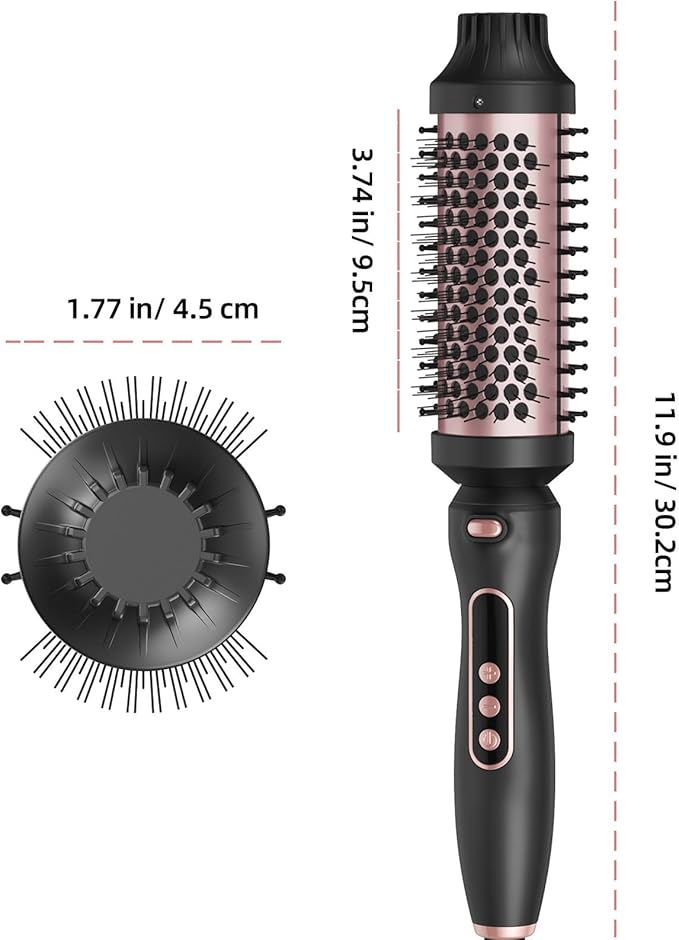 Thermal Brush, 1.7 Inch Heated Round Brush for Women, Dual Voltage Negative Ion Hot Brushes Styler for Blowout Look, Curling & Volumizing & Straightener for Dry Hair