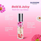 Blossom Roll on Lip Gloss, Scented Clear High Shine Moisturizing Lip Oil, Non Sticky, Infused with Real Flowers, Made in USA, 0.2oz, Cherry