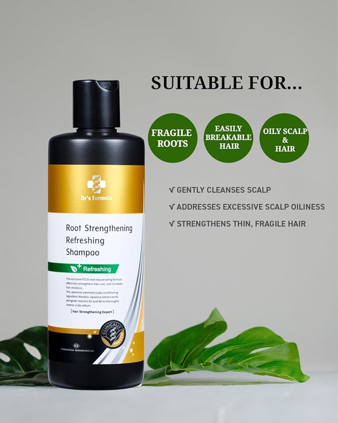 Dr's Formula Root Strengthening Refreshing Shampoo for Oily Scalp Rescue Brittle Fragile Hair and Hydrate Scalp Care Volume for Thinning Hair 10.58 fl oz