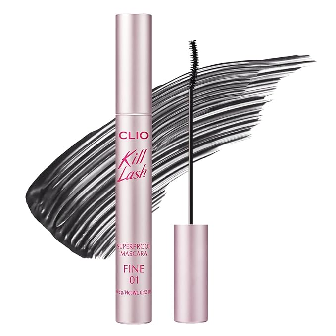 CLIO Kill Lash Superproof Mascara Fine, Waterproof Fixing Mascara, Natural Defining Look, Long-Lasting & Lengthening, Clump & Smudge-Free, for Sensitive Eyes, Korean Makeup Beauty (01 Vanilla Black)