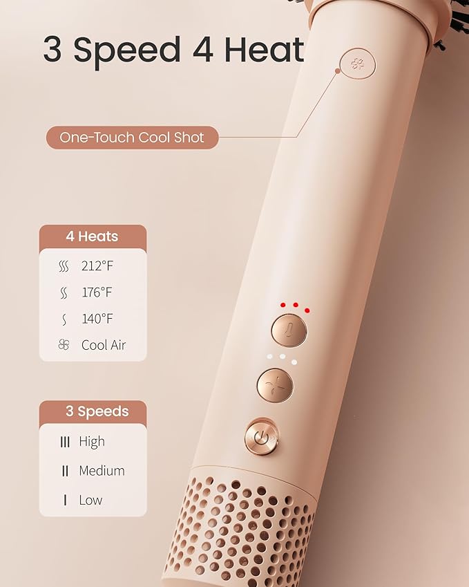 AIMIKE HyperFlow High Speed Blow Dryer Brush, One-Step Hair Dryer & Styler Volumizer, Detachable Hot Air Round Brush for Smooth Blowout, 3X Fast Drying & No Heat Damage, Travel Friendly, 3.3'' Overall