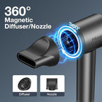 Professional Hair Dryer, 150,000 RPM High-Speed & 200 Million Negative Ions, Intelligent HD Display, Low Noise 51dB, Magnetic Diffuser & Nozzle, Travel Gift for Women