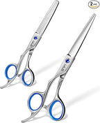 ULG Left Handed Hair Cutting Scissors Thinning Shears Kit Professional Barber Hairdressing Texturizing Salon Razor Edge Scissor Stainless Steel 6.5 inch