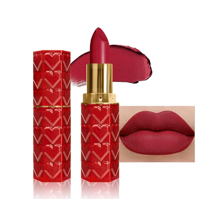 evpct 1Pcs Dark Rose Red Lipstick, Silky Velvet Matte Lipstick Pack Sets for Women, Long Lasting Smudge Proof Lipstick Lip Stain Makeup Kit matte lipstick 24 hours original R05