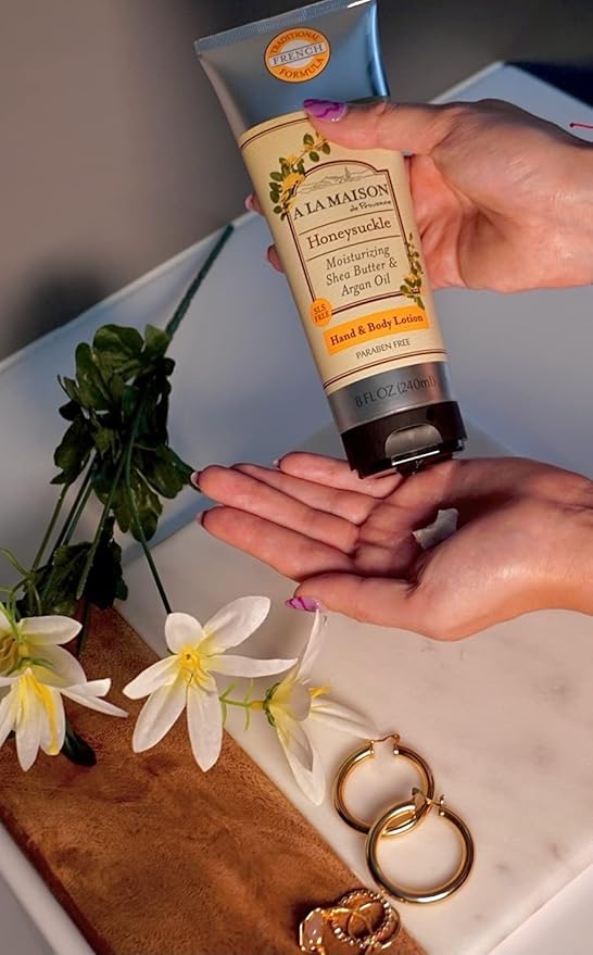 A LA MAISON de Provence Honeysuckle Hand and Body Lotion (Pack of 2) With Argan Oil, Shea Butter and Vitamin E, 5 fl oz Each