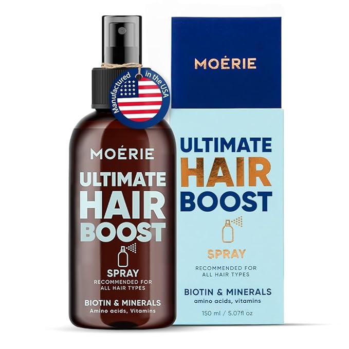 Moerie Ultimate Hair Boost Spray Designed to Strengthen Hair & Restore Scalp Health - 100% Natural Hair Serum for Hair Boost with over 100 Minerals, Vitamins & Amino acids - Fresh Scent - 5.07 Fl. Oz
