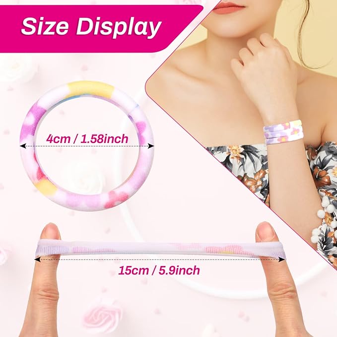 Anezus 54Pcs Hair Ties for Girls and Women, Nylon No Damage Elastics Hair Bands Ponytail Holders, Soft Hair Ties Hair Accessories for Thick Straight Curly Hair, Multi-colored A