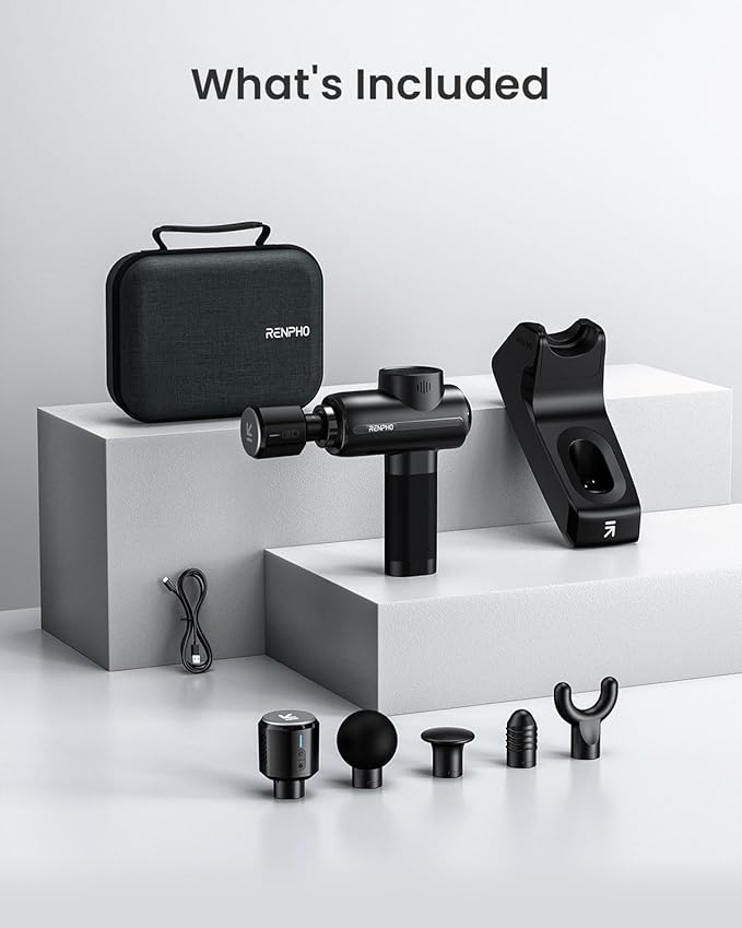 RENPHO Massage Gun Deep Tissue with Charging Stand, Valentine's Day Gifts, Back Massager with Heat and Cold Head, Percussion Body Muscle Masajeador for Athletes Pain Relief, Active Thermacool Deluxe