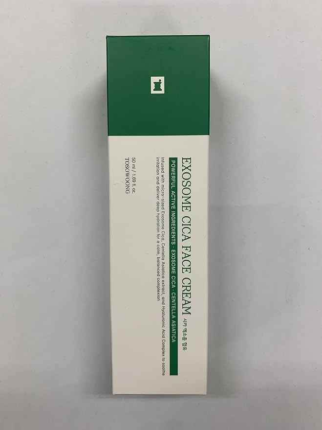 TOSOWOONG Exosome CICA Face Cream - Daily Soothing Moisturizer for Breakouts and Irritated Skin, Fast-Acting, Lightweight Korean Skincare for Redness and Blemish-Prone Skin, 50ml / 1.69 fl. oz.
