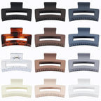 3.5 Inch Hair Clips - 12 Pcs Square Jaw Clips for Thick and Thin Hair, Rectangular Hair Accessories for Women and Girls - Neutral