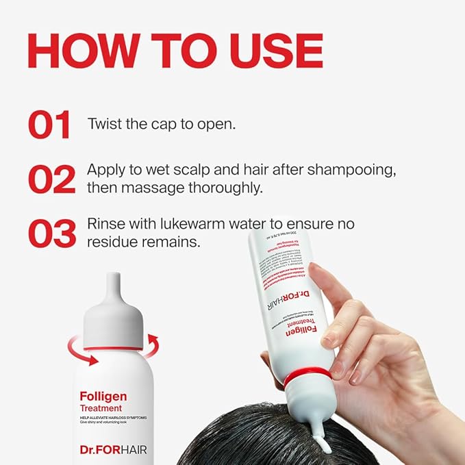 Dr.FORHAIR Folligen Treatment | Korean Hair Treatment | Scalp Treatment & Hair Mask | For Hair Thickening & Fuller Looking, 6.76 Fl Oz