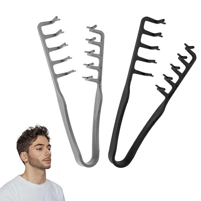 Volumizing Texture Comb, Wide-Tooth Hair Styling Comb for Men & Women, Fluffy Curly Texture Roots Volume Combs, Bangs Seam Grooming Styling Tool, Grey & Black (2pcs)