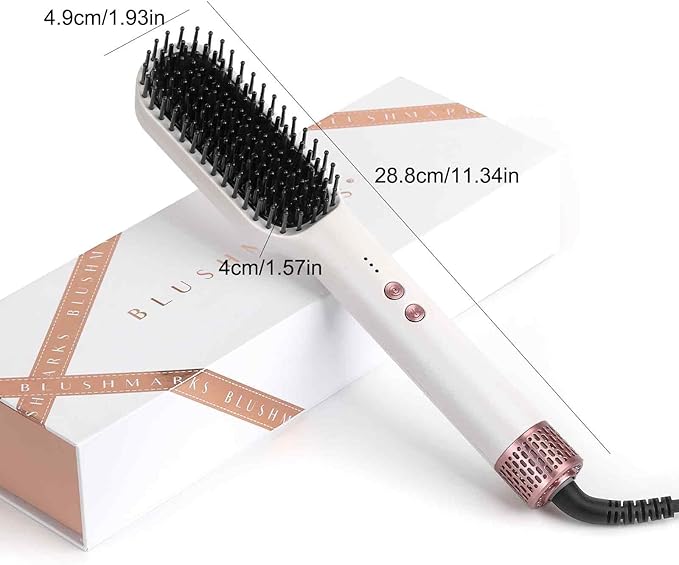 Hair Straightening Brush, Upgraded Negative Ionic Straightener Comb and Blow Dryer 2 in 1 for Women and Girl, 3 Optional Mode, Hot Air & Cold Air and Straighten & Curl Hair, Idea Gift