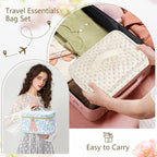 3 PCS Travel Makeup Bag Set, A–Z Initials Cotton Quilted Cosmetic Bag for Women & Preppy, Personalized Toiletry Bag Travel Accessories Makeup Brushes Organizer, Valentine’s Day & Birthday Gift for Her