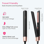 Mini Flat Iron 1 Inch Ceramic Mini Hair Straightener, Small Flat Irons for Short Hair, Curls Bangs, Dual Voltage for Travel,Dual Voltage for Worldwide Use, Black