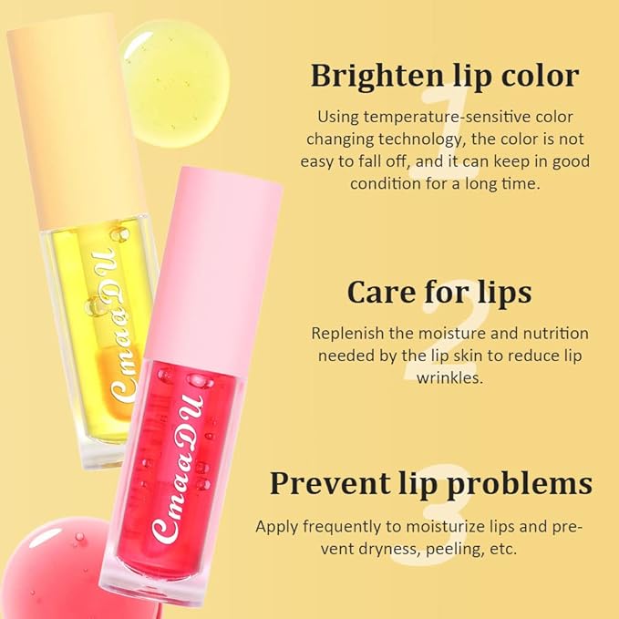 evpct 6Pcs Mini Clear Color Change Changing PH Tinted Lip Gloss Sets for Women, Lip Oil Gloss Balm Tint Stain Glaze Pack Hydrating Moisturizer Lipstick Magic labiales magicos 0.071fl.oz *6
