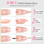 CANNI Rubber Base Gel Nail Polish Set- 6 Pcs 9 Ml Clear Milky White Neutral Nude Pink Colors Rubber Base for Nails, Soak Off LED Nail Gel Manicure Kit DIY at Home Salon Gifts